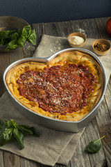 Homemade Heart Shaped Chicago Deep Dish Pizza