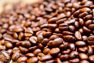 Coffee on grunge wooden background