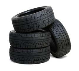 Car tires  on white