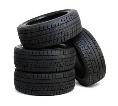 Car tires  on white