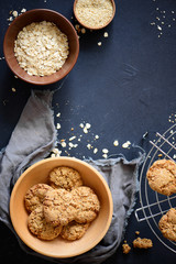 Dark baking oat cookies background