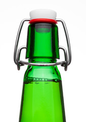Flip top cap beer bottle green glass