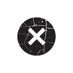 Cross sign black element. Gray grunge X icon isolated on white background. Simple mark design. Round button for vote, decision, web. Symbol of error, check, wrong and stop, failed. Vector illustration