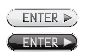 Black and white oval ENTER glass buttons