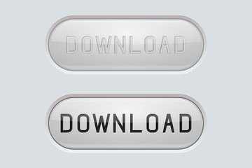 DOWNLOAD buttons. Set of normal and active buttons. Gray interface