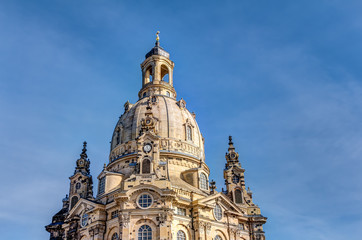 Fototapeta premium Rebuilt Church of our Lady in the historic old town of Dresden, Germany - Frauenkirche