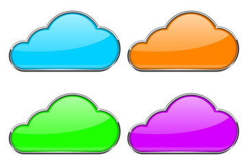 Cloud icon. Shiny colored icons with chrome frame
