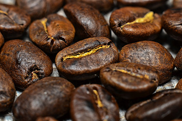 Coffee beans macro background