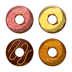 sweet donuts over white background. colorful design. bakery products concept. vector illustration