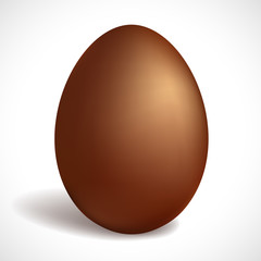 Chocolate egg isolated on white background. Happy Easter concept design. Milk chocolate.