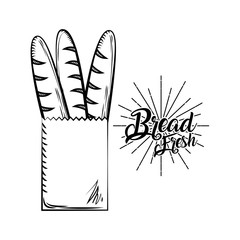 fresh bread icon over white background. bakery product concept. vector illustration