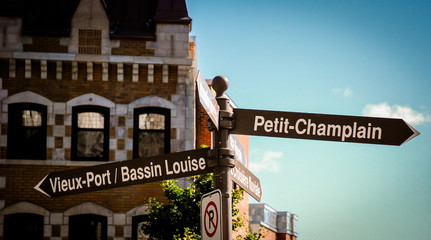 Fototapeta premium road signs in quebec city canada