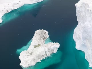 Crédence de cuisine en verre imprimé Glaciers Vue aérienne des glaciers sur l& 39 océan Arctique