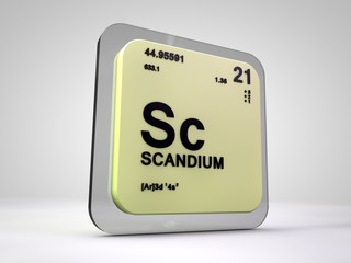 Scandium - Sc - chemical element periodic table 3d render