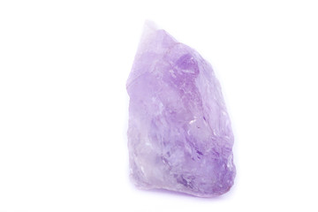 Macro Mineral Stone Amethyst on a white background