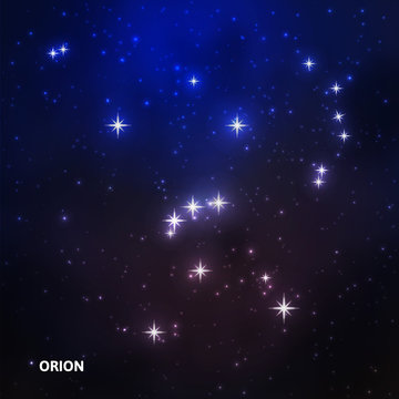 Orion constellation in the night sky