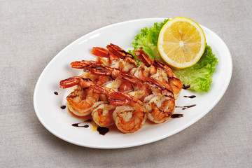 Grilled shrimps on a plate