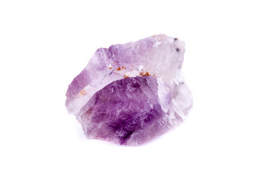 Macro Mineral Stone Amethyst on a white background