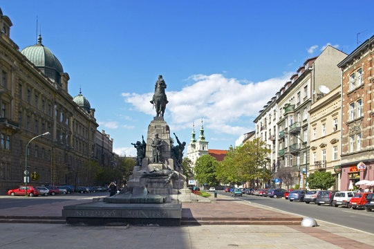 Monument commemorating the Battle of Grunwald, 15 July 1410 in Krakow, Poland, Europe