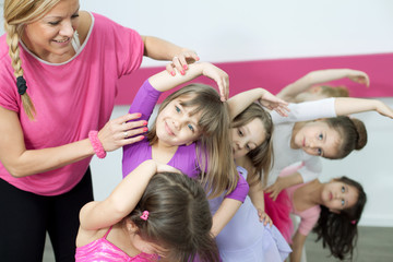 Little girls in a dance class