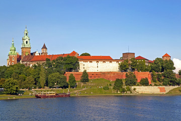Fototapeta na wymiar Views of Wawel Castle and Vistula River in Krakow, Poland, Europe