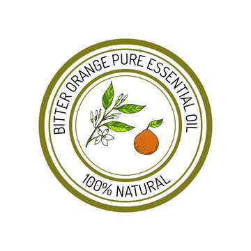 Bitter Orange, Essential Oil Label, Aromatic Plant