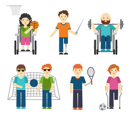Disabled sports vector illustration. Handicapped people in sport
