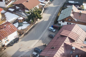 Aerial view of small town in Europe