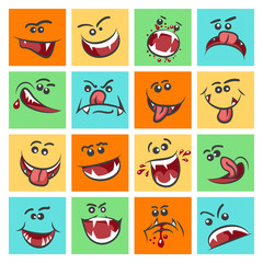 Naklejka premium Colorful emoticon faces vector illustration. Cute mood icons or facing emoticons