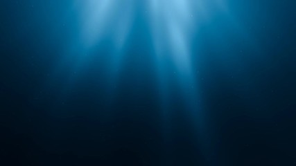 Sunlight rays shining through ocean surface. View from underwater. 3D rendered seamless loop animation. - Powered by Adobe