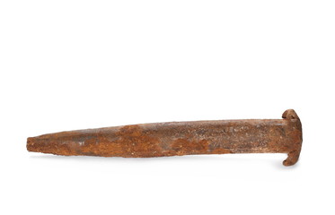 old rusty metal chisel isolated on white background
