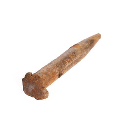 old rusty metal chisel isolated on white background
