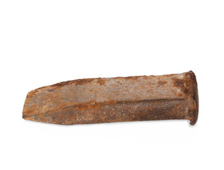 old rusty metal chisel isolated on white background
