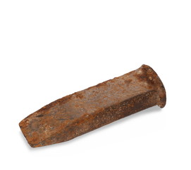 old rusty metal chisel isolated on white background
