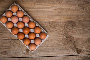 Close up view of a eggs on a wooden background