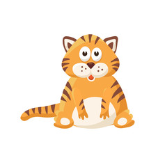 Fototapeta na wymiar Adorable tiger illustration. Cute cartoon animal isolated on white background.