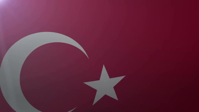 Flag of Turkey waving on flagpole in the wind, national symbol of freedom