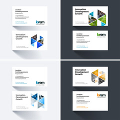 Vector business card template with colourful hexagonal, triangul