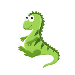 Adorable iguana illustration. Cute cartoon animal isolated on white background.