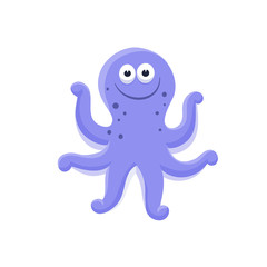 Adorable octopus illustration. Cute cartoon animal isolated on white background.