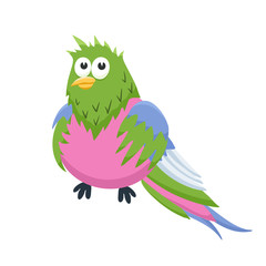 Adorable parrot illustration. Cute cartoon animal isolated on white background.