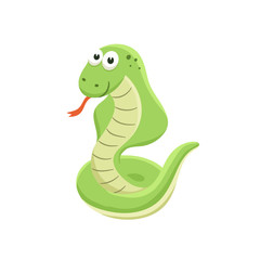 Adorable snake illustration. Cute cartoon animal isolated on white background.