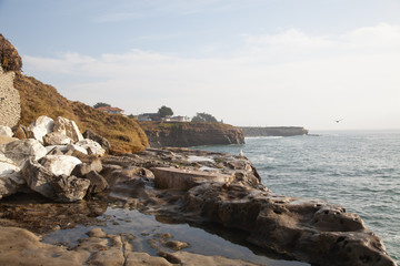 Fototapeta na wymiar Rocky Seashore in Santa Cruz, California, USA.