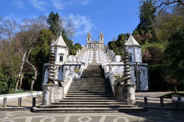 Fototapeta na wymiar frontal staircase of the sanctuary of bom jesus