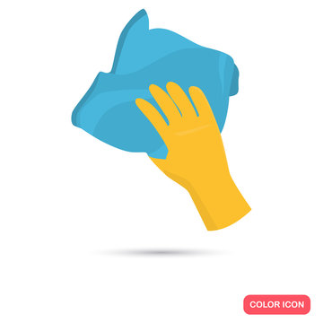 Rag For Cleaning In Hand Color Flat Icon For Web And Mobile Design