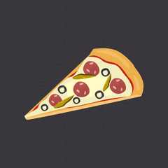 Pizza slice color flat icon for web and mobile design