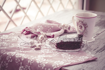 brownie cake and coffe toned