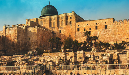 Jerusalem old city, Golden gate view to Al-Aqsa Mosque. Israel