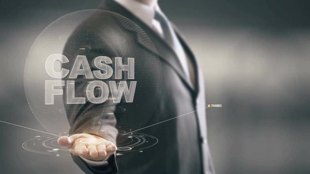 Cash Flow Businessman Holding in Hand New technologies
