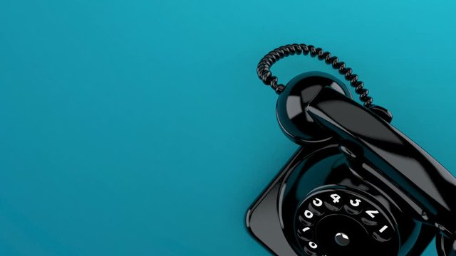 Telephone ringing on blue background